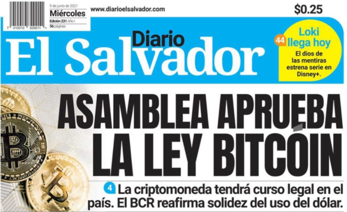 El Salvador ya es el primer país en adoptar bitcoin como moneda de curso  legal - Cripto247 - Últimas noticias sobre Bitcoin, Ethereum, blockchain y  criptomonedas